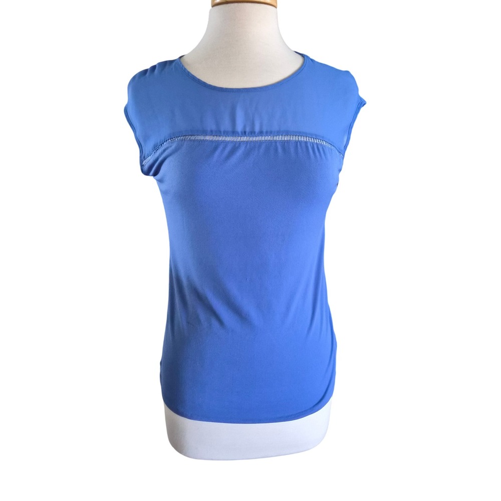 The Limited Women Blue Sleeveless Mixed Media Chiffon Ladder Stitch Blouse Small